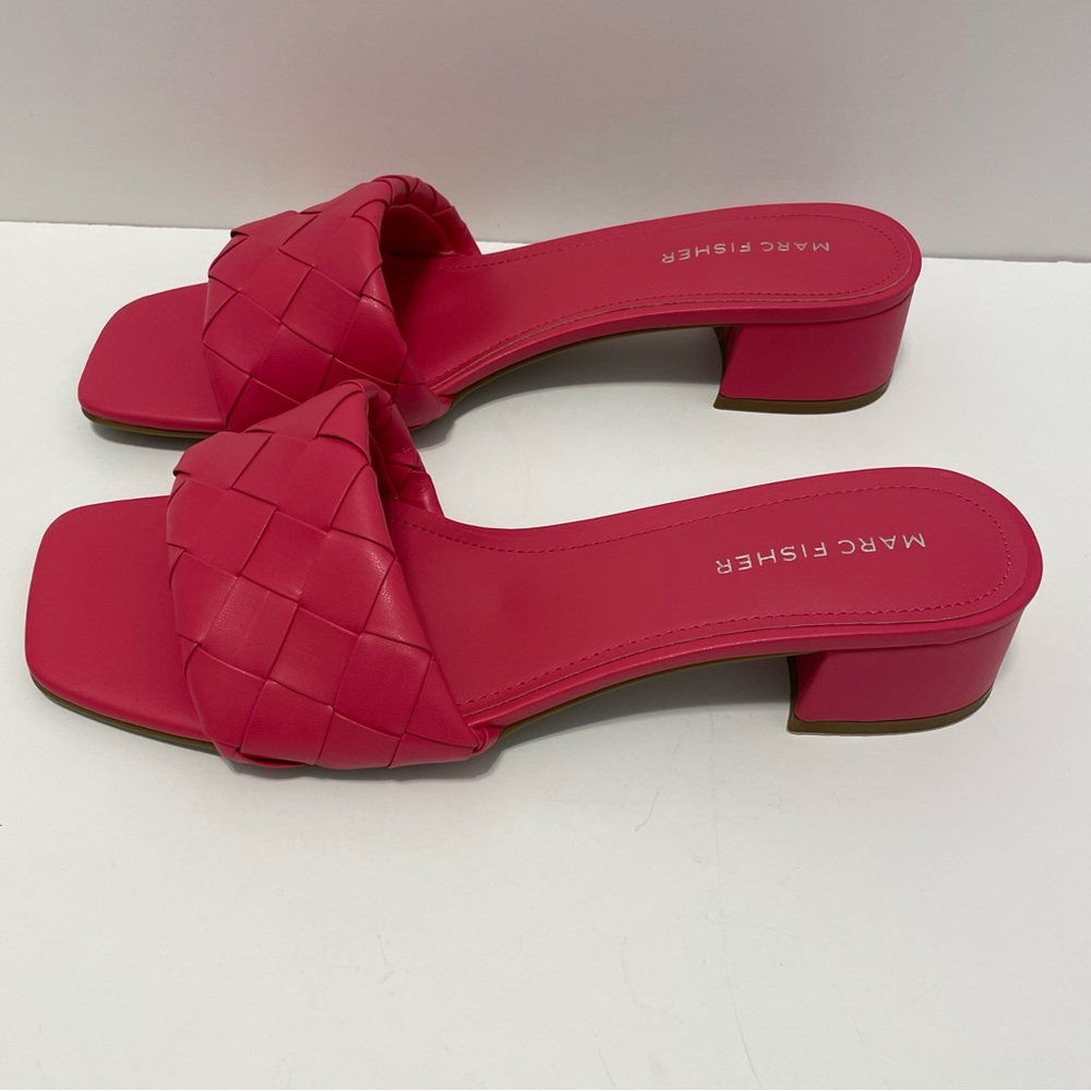 NWOT Marc Fisher Casara Block Heel Braided Slides Sandals Pink Size 8 - Picture 3 of 12